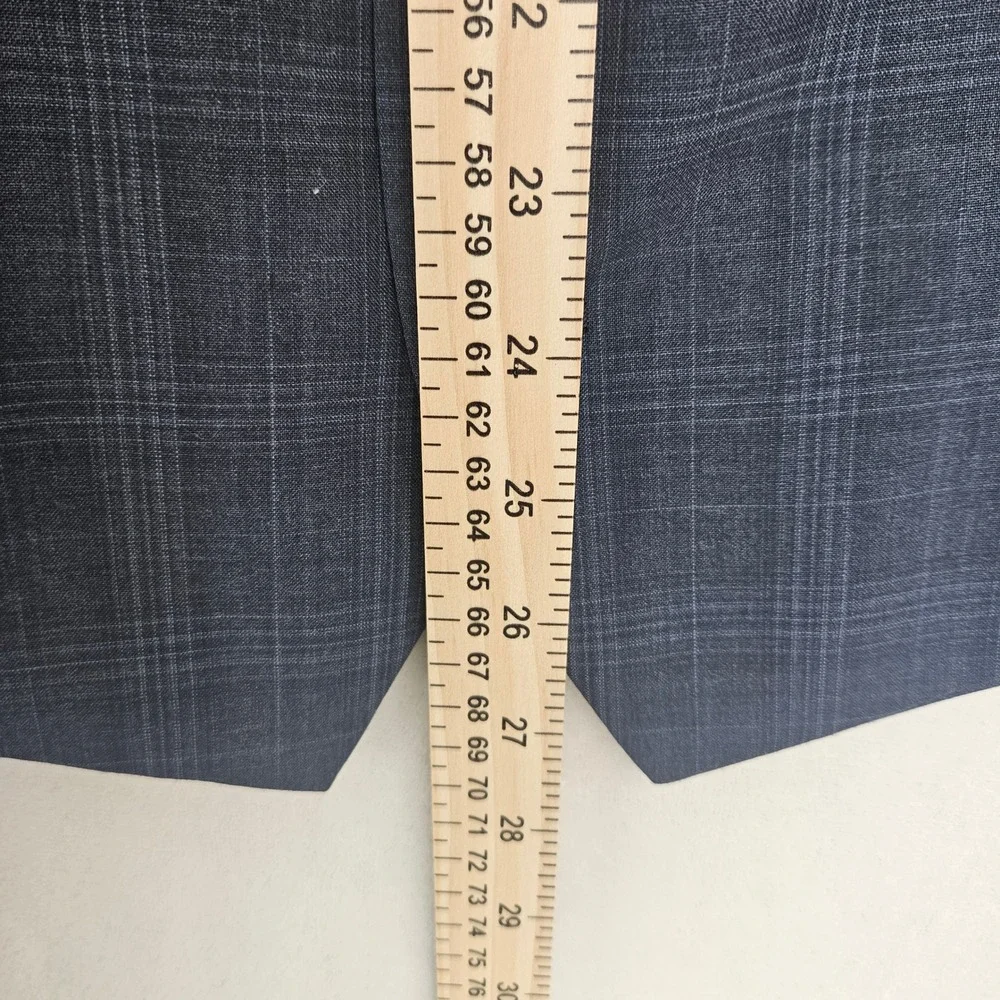 Coogi Luxe Mens 3 Piece Suit 52R Blue Glen Plaid Wool Blend Blazer Vest Pants